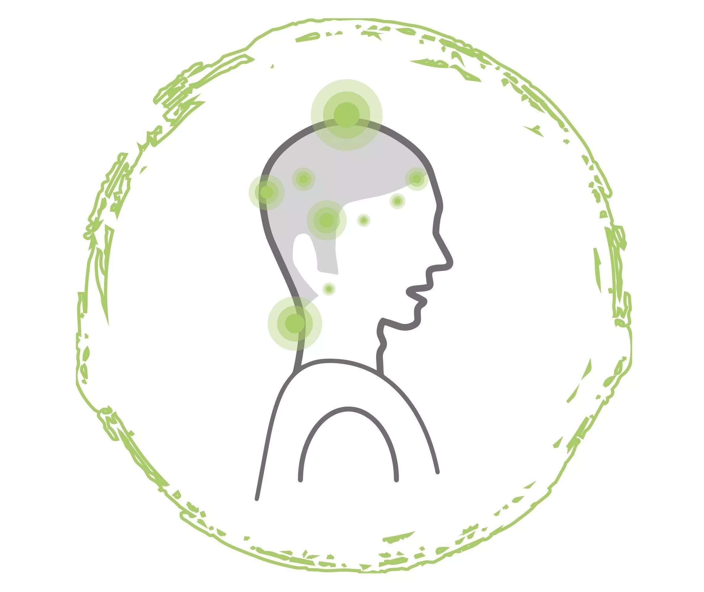Grafik Kopf mit Psoriasis