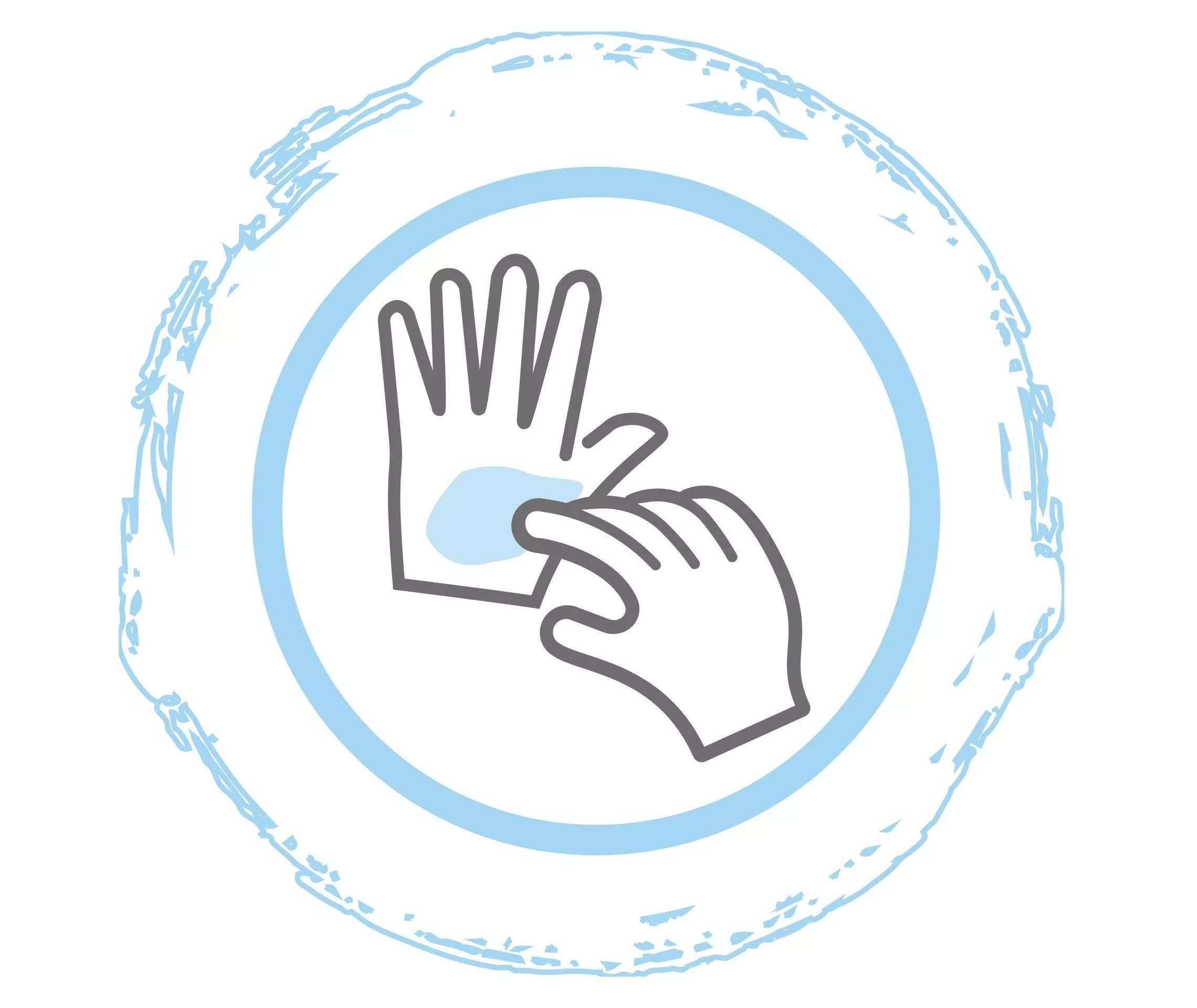 Grafik von zwei Händen, die eine Hand kratzt die andere Hand